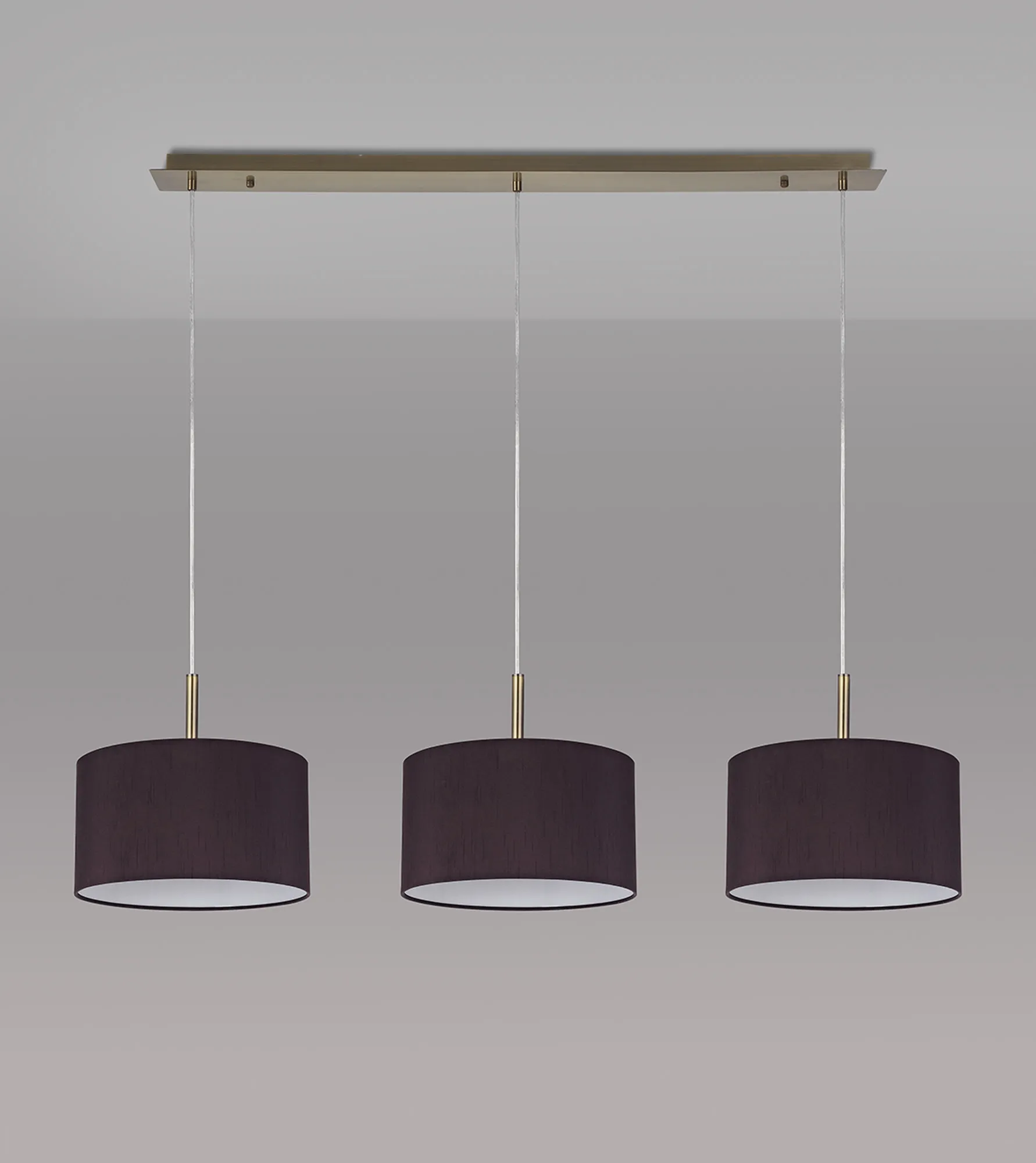 Baymont 30cm Shade 3 Light Pendant Antique Brass, Black DK0575  Deco Baymont AB BL